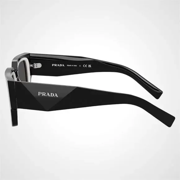 NEW PRADA Sunglasses Black & Talc Rectangle Square Mens 54mm Prada